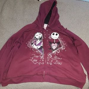 Nightmare Before Christmas Maroon Hoodie Plus